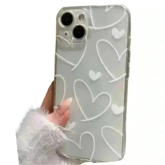 Transparent White Love Shockproof Phone Case-NWOT - Picture 2 of 3